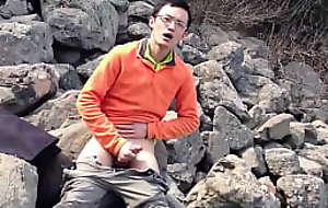 Chinese youngster jerk off at bottom a elevation