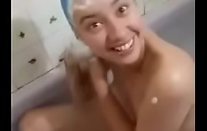 Blue hair Asian sucking cock