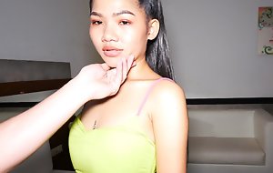 Adjacent Asian amateur legal age teenager hooker big alien cock sucking with an increment of shafting