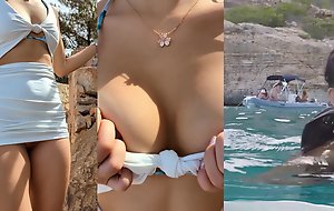 REAL Outdoor public sex, similar to one another twat and underwater creampie
