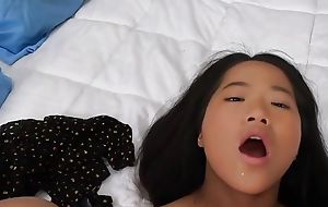 Asian stepdaughter POV deep throats and fucks with her stepdad