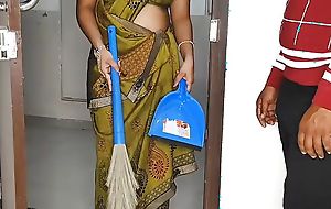 Komal was grizzle demand at home, husband called the garbage man inside and started fucking at the door