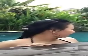 Indonesian fuck close to pool during live