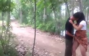 Chinese maid got enduring fuck in the forest