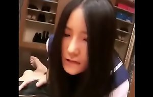 18yr Japanese legal age teenager blowjob in dressing section
