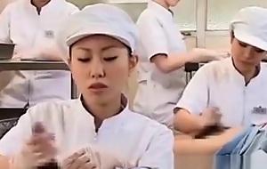 Teen asian nurses scraping shafts for cream curative testing