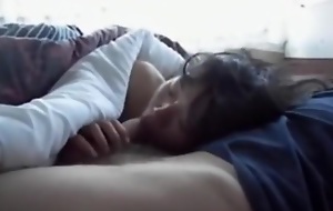 Horny homemade asian american girl, characterless guy, oral sex pellicle