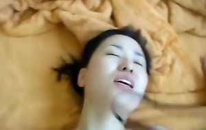 Oriental tolerant with soft pussy has pov missionary added to doggy position sexual relations with creampie
