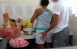 Indian Fellow-man Breast-feed fucking in Kitchen