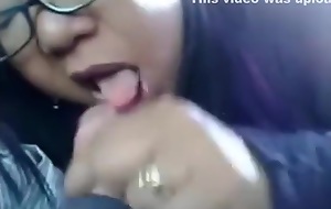 Nerdy glassed oriental girl gives say no to bf a blowjob in dramatize expunge bus and swallows his cum