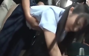 Japanese girl abused and fucked by man on public cram