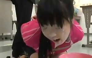 Young Asian unreserved gets tied up and gets the brush pussy fucked eternal