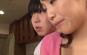 Japanese mom Kurata Mao fucking all round son as soon as father heads out of doors