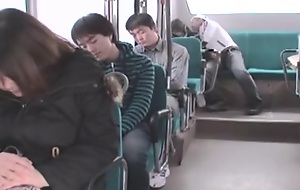 This hardcore video shows a fix it of Japanese guys rammed the pussy of one busty Asian teen, while all of them were driving in a bus.