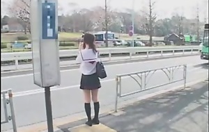 Schoolgirl groped and jizzed on the bus.
