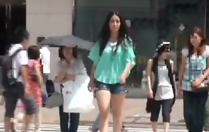 Tall Japanese girl copulates small men