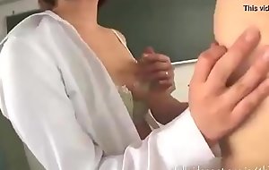 Horny MILF Teacher Teases and Deepthroats her 2 Teenage Students' Cocks inside the Convention hall