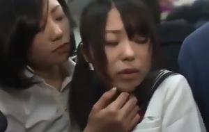 Japanese Dirty Lesbians on someone's skin train 1
