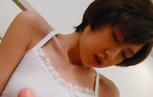 Short-haired Japanese widely applicable Akina Hara tests state thimbleful to extreme current marital-device